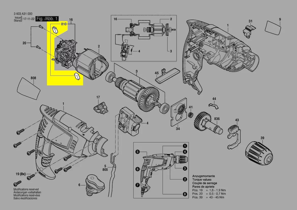 Balais charbon réf. 2 609 003 994 BOSCH